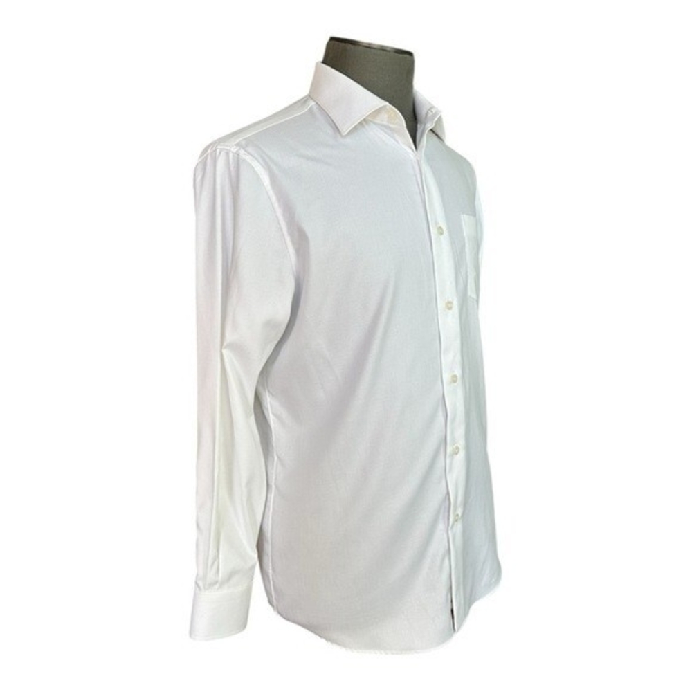 ENZO Men’s White Cotton Button Front Long Sleeve Dress Shirt Custom Fit Size M - Picture 3 of 7